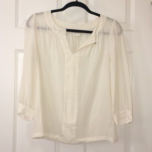 Kate Spade split neck blouse with gold buttons